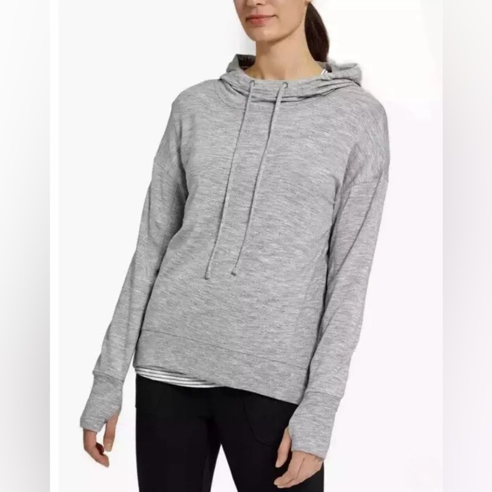 MTA SPORT Gray Marled Lightweight Cowl Neck Pullover, Size M.